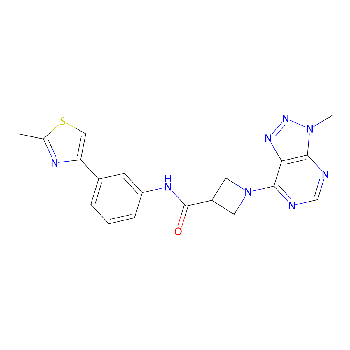 1-(3-methyl-3H-[1,2,3]triazolo[4,5-d]pyrimidin-7-yl)-N-(3-(2-methylthiazol-4-yl)phenyl)azetidine-3-carboxamide molecular structure, CAS 1448125-85-6