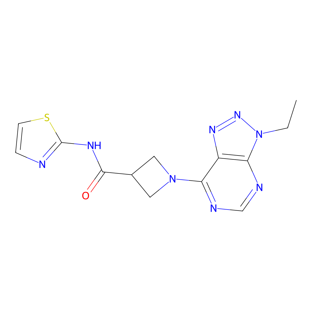 1-(3-ethyl-3H-[1,2,3]triazolo[4,5-d]pyrimidin-7-yl)-N-(thiazol-2-yl)azetidine-3-carboxamide molecular structure, CAS 1448125-88-9
