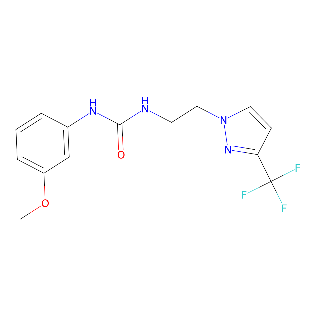 1-(3-methoxyphenyl)-3-(2-(3-(trifluoromethyl)-1H-pyrazol-1-yl)ethyl)urea molecular structure, CAS 1448125-91-4