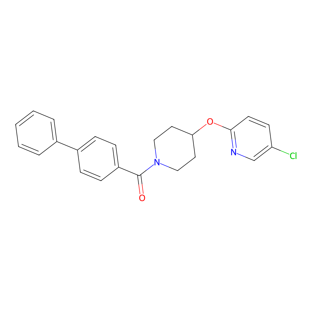 [1,1'-Biphenyl]-4-yl(4-((5-chloropyridin-2-yl)oxy)piperidin-1-yl)methanone molecular structure, CAS 1448126-00-8
