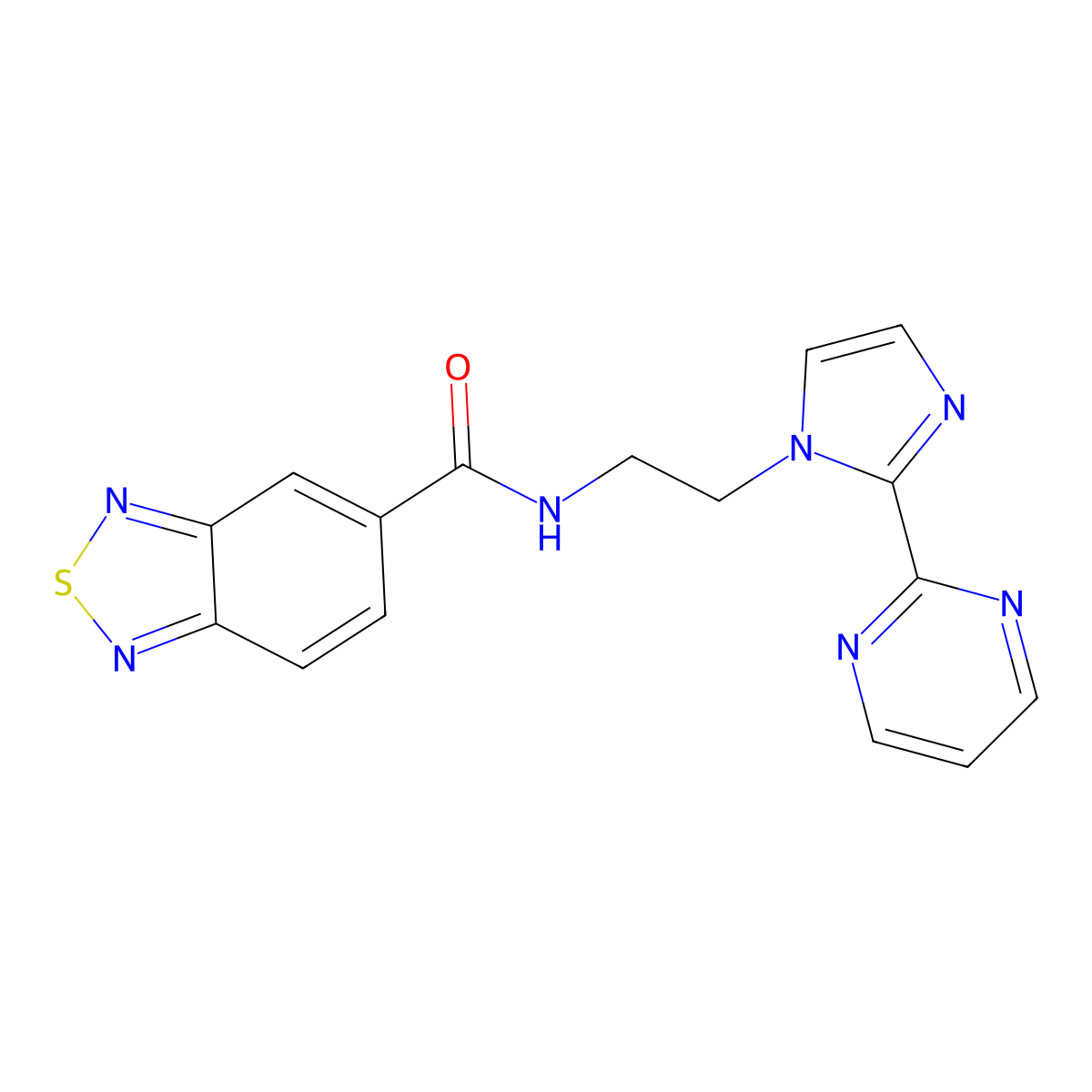 N-(2-(2-(pyrimidin-2-yl)-1H-imidazol-1-yl)ethyl)benzo[c][1,2,5]thiadiazole-5-carboxamide molecular structure, CAS 1448126-01-9