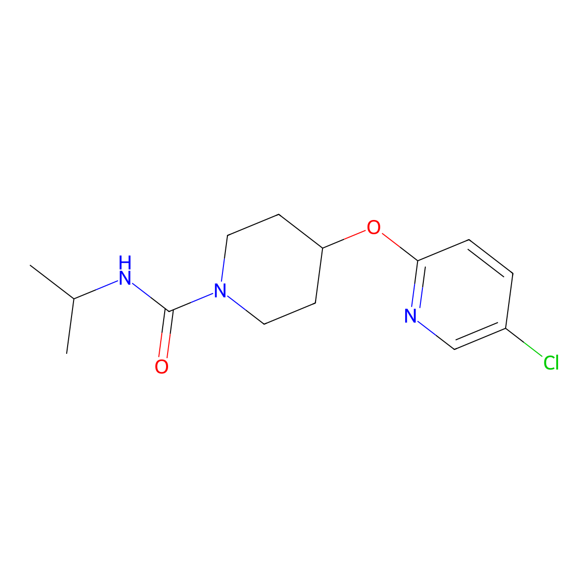 4-((5-chloropyridin-2-yl)oxy)-N-isopropylpiperidine-1-carboxamide molecular structure, CAS 1448126-03-1