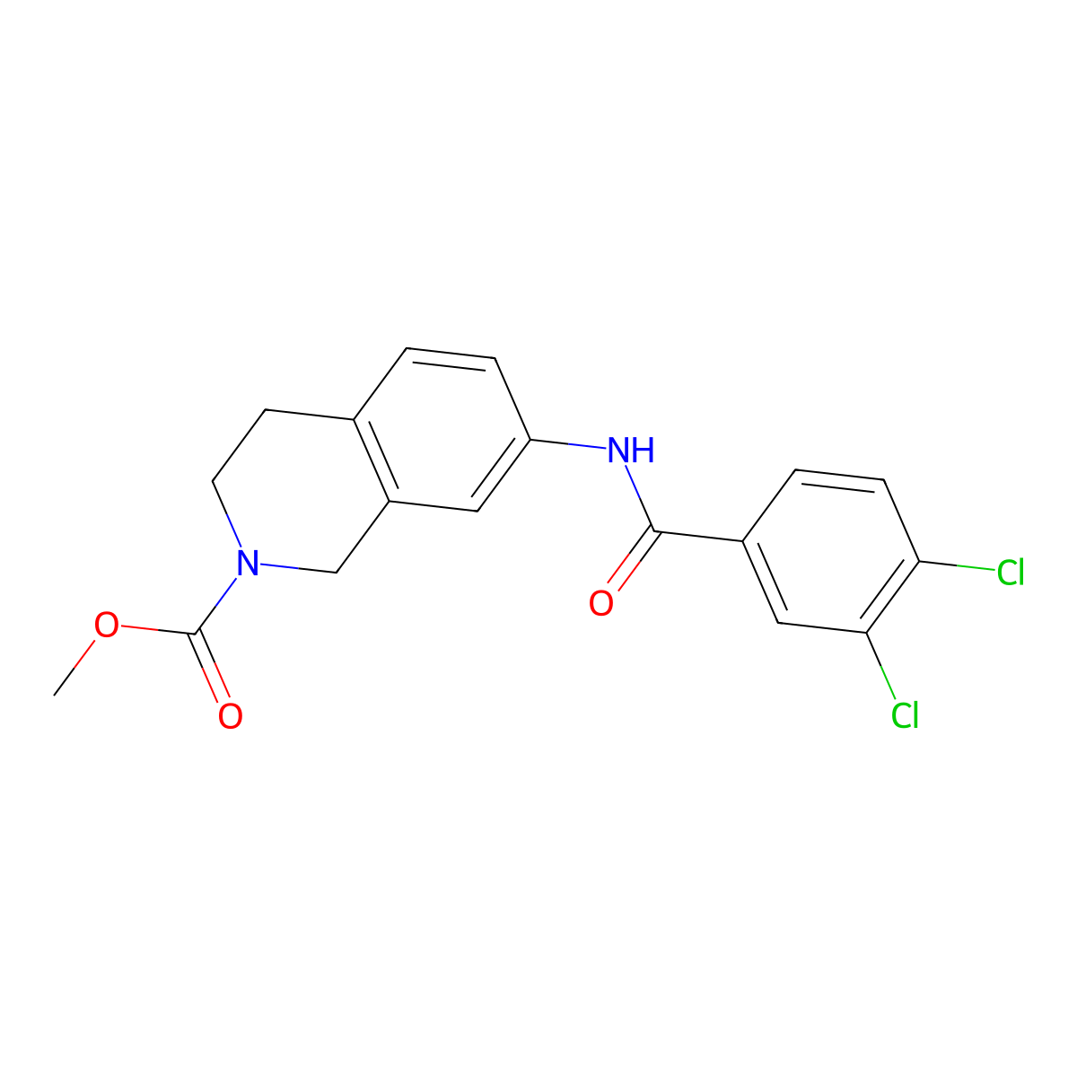 methyl 7-(3,4-dichlorobenzamido)-3,4-dihydroisoquinoline-2(1H)-carboxylate molecular structure, CAS 1448126-05-3