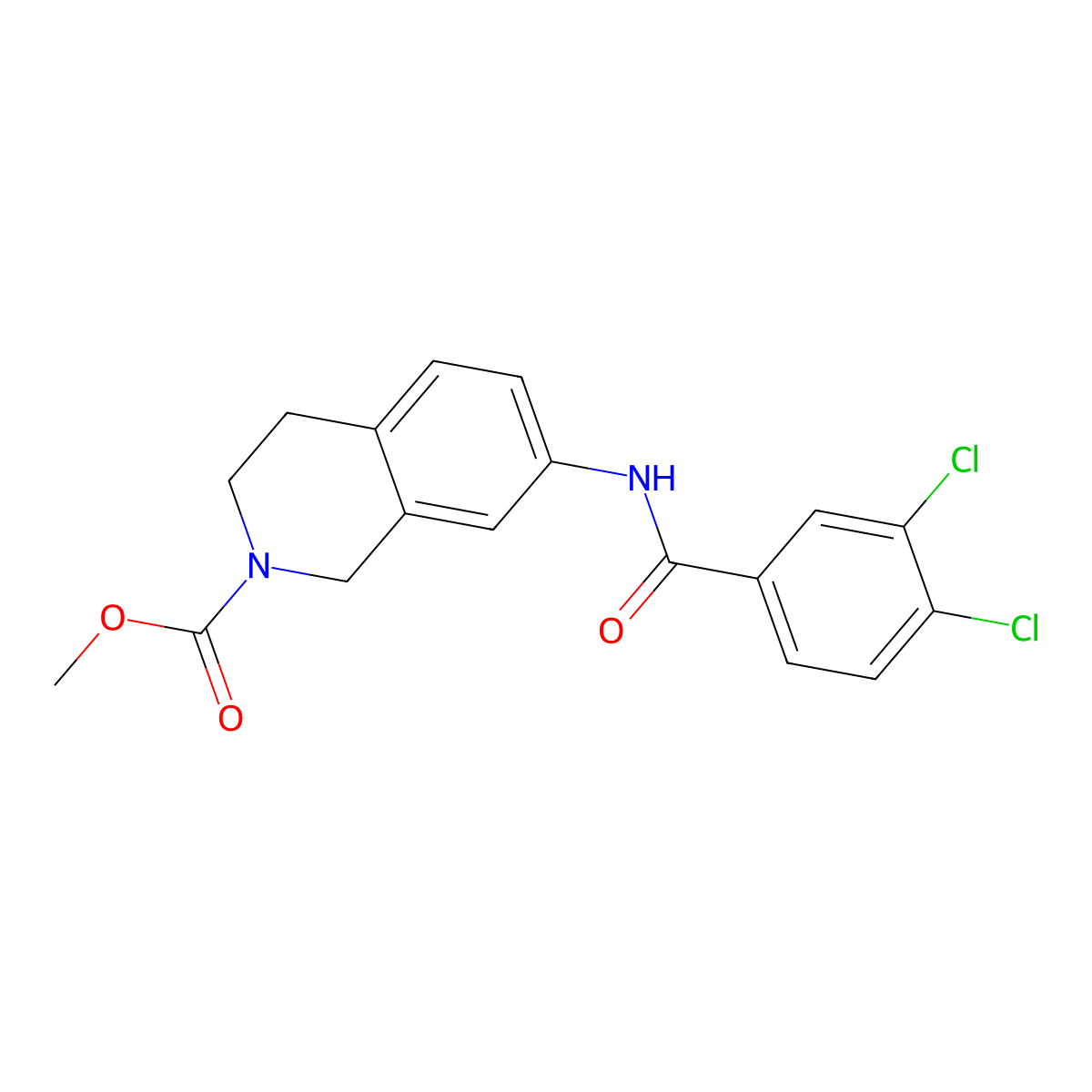methyl 7-(3,4-dichlorobenzamido)-3,4-dihydroisoquinoline-2(1H)-carboxylate molecular structure, CAS 1448126-05-3