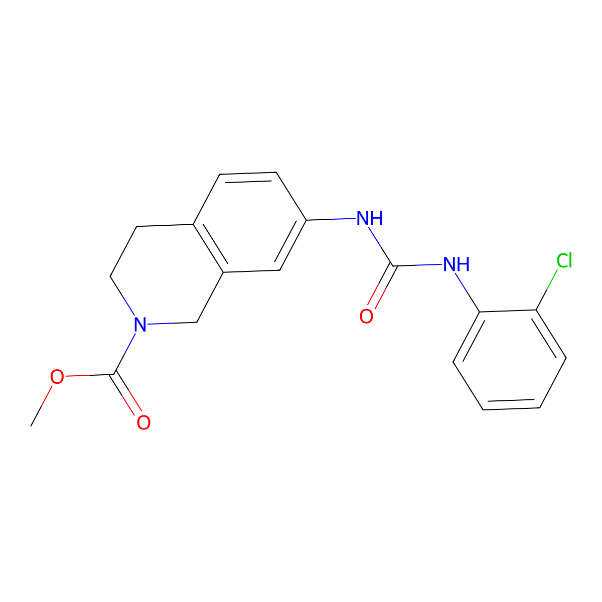 methyl 7-(3-(2-chlorophenyl)ureido)-3,4-dihydroisoquinoline-2(1H)-carboxylate molecular structure, CAS 1448126-06-4