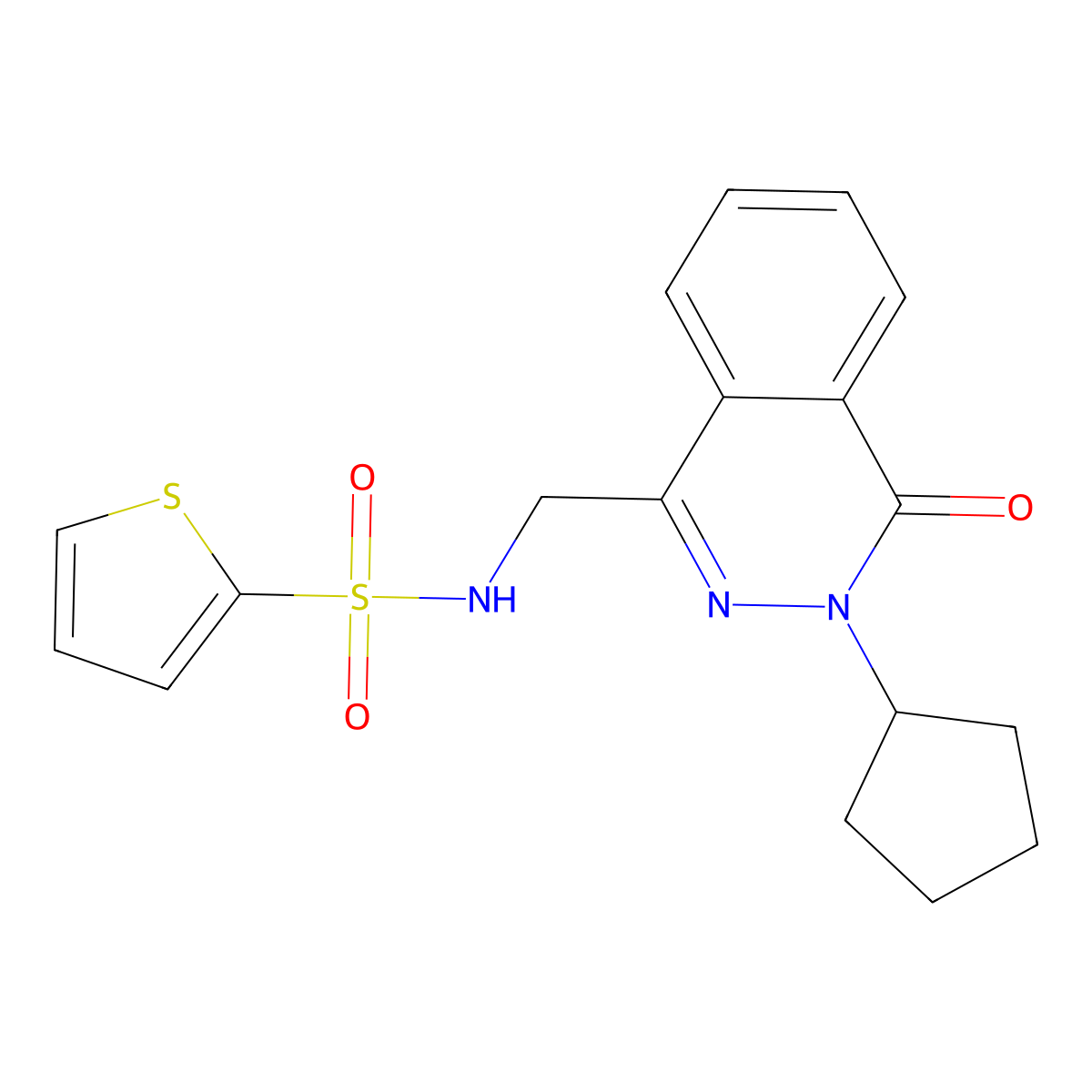 N-[(3-cyclopentyl-4-oxo-3,4-dihydrophthalazin-1-yl)methyl]thiophene-2-sulfonamide molecular structure, CAS 1448126-11-1