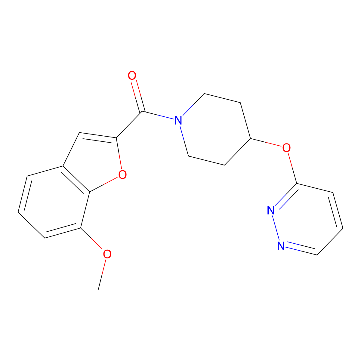 (7-Methoxybenzofuran-2-yl)(4-(pyridazin-3-yloxy)piperidin-1-yl)methanone molecular structure, CAS 1448126-17-7