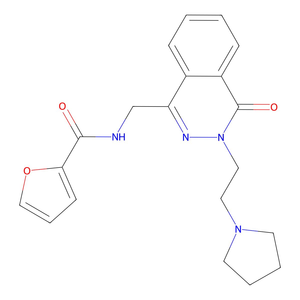 N-({4-oxo-3-[2-(pyrrolidin-1-yl)ethyl]-3,4-dihydrophthalazin-1-yl}methyl)furan-2-carboxamide molecular structure, CAS 1448126-18-8