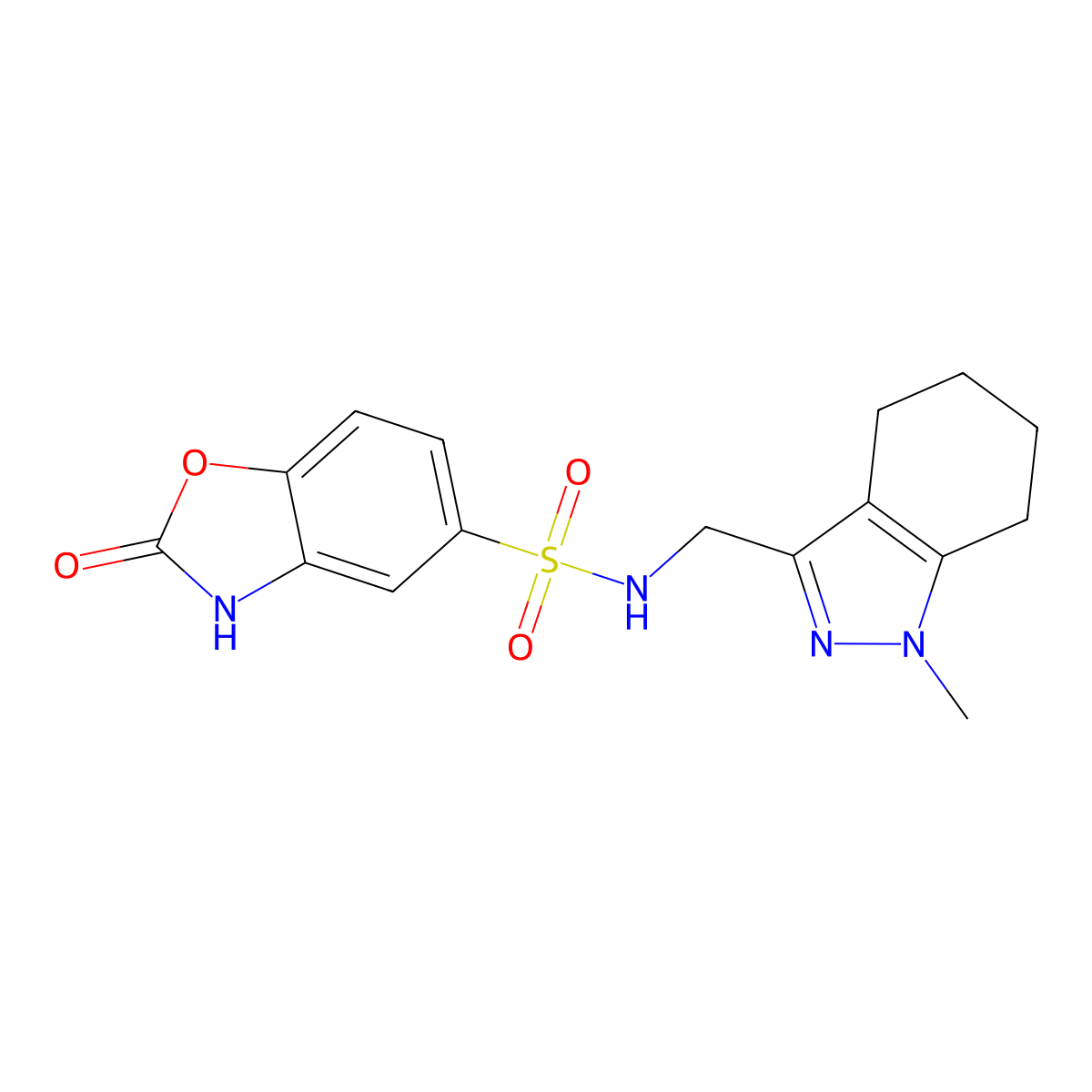 N-((1-methyl-4,5,6,7-tetrahydro-1H-indazol-3-yl)methyl)-2-oxo-2,3-dihydrobenzo[d]oxazole-5-sulfonamide molecular structure, CAS 1448126-19-9