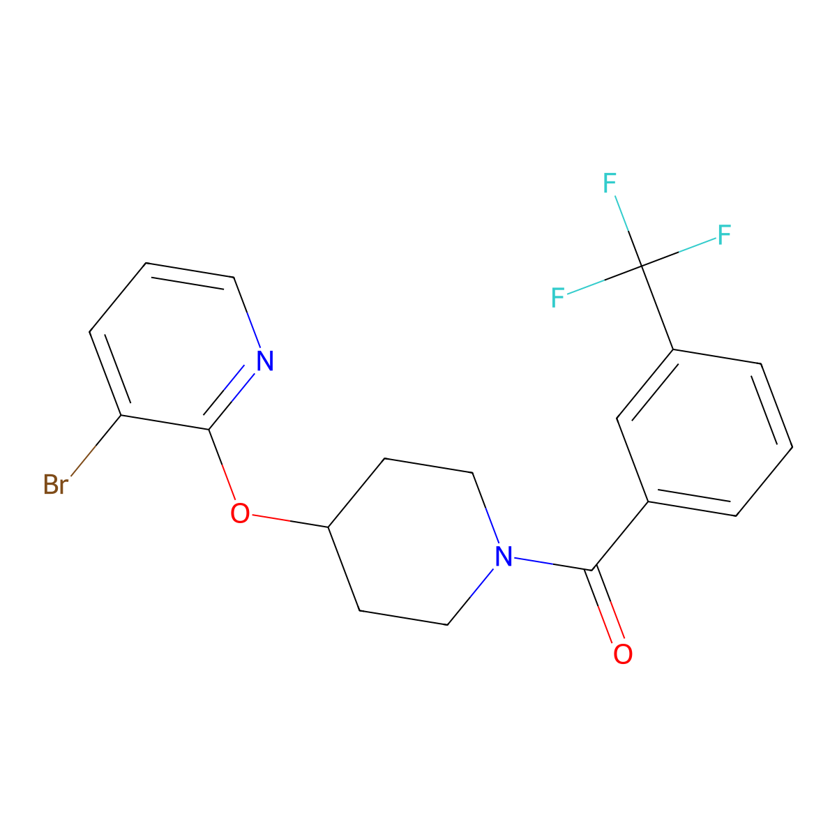 (4-((3-Bromopyridin-2-yl)oxy)piperidin-1-yl)(3-(trifluoromethyl)phenyl)methanone molecular structure, CAS 1448126-20-2