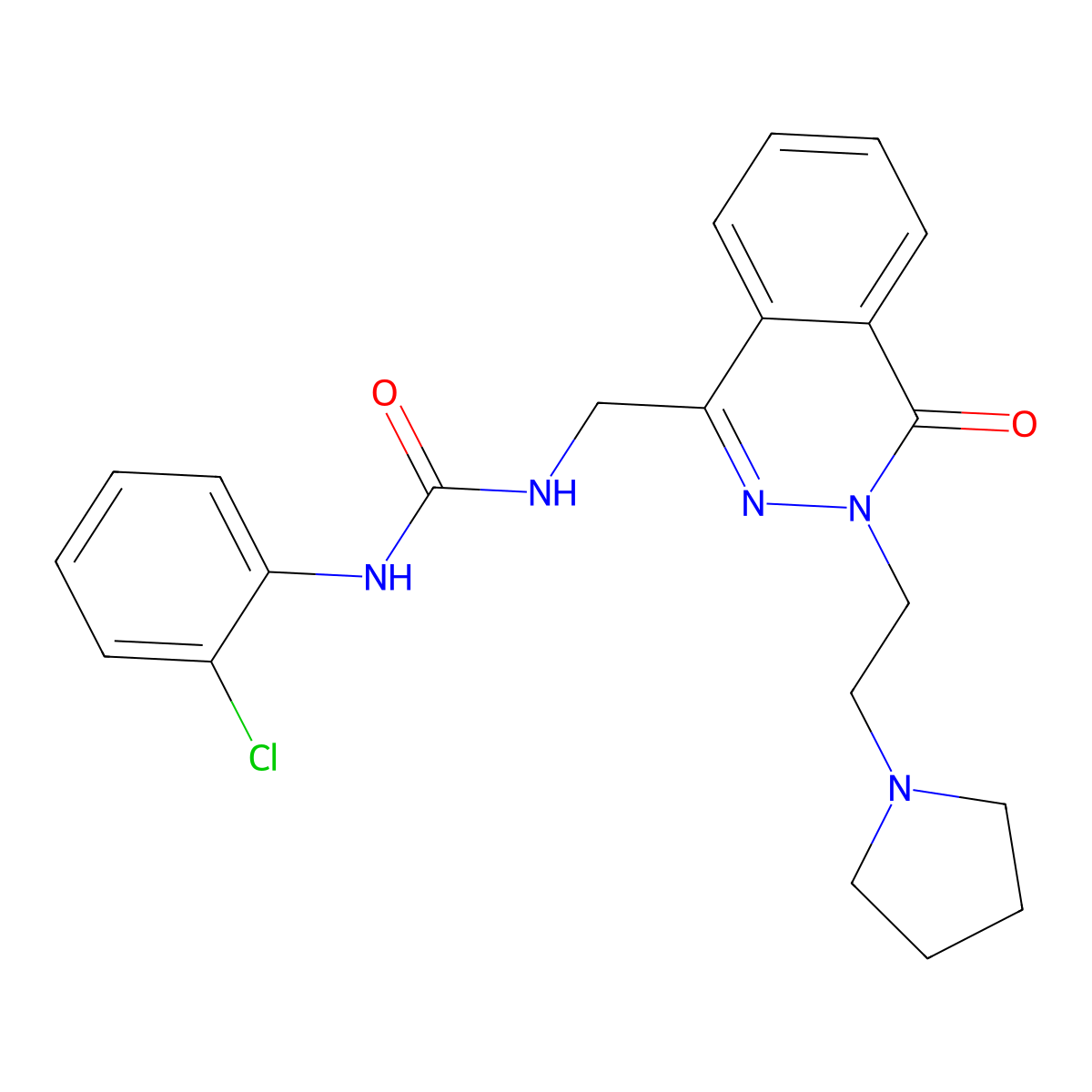1-(2-Chlorophenyl)-3-({4-oxo-3-[2-(pyrrolidin-1-yl)ethyl]-3,4-dihydrophthalazin-1-yl}methyl)urea molecular structure, CAS 1448126-21-3