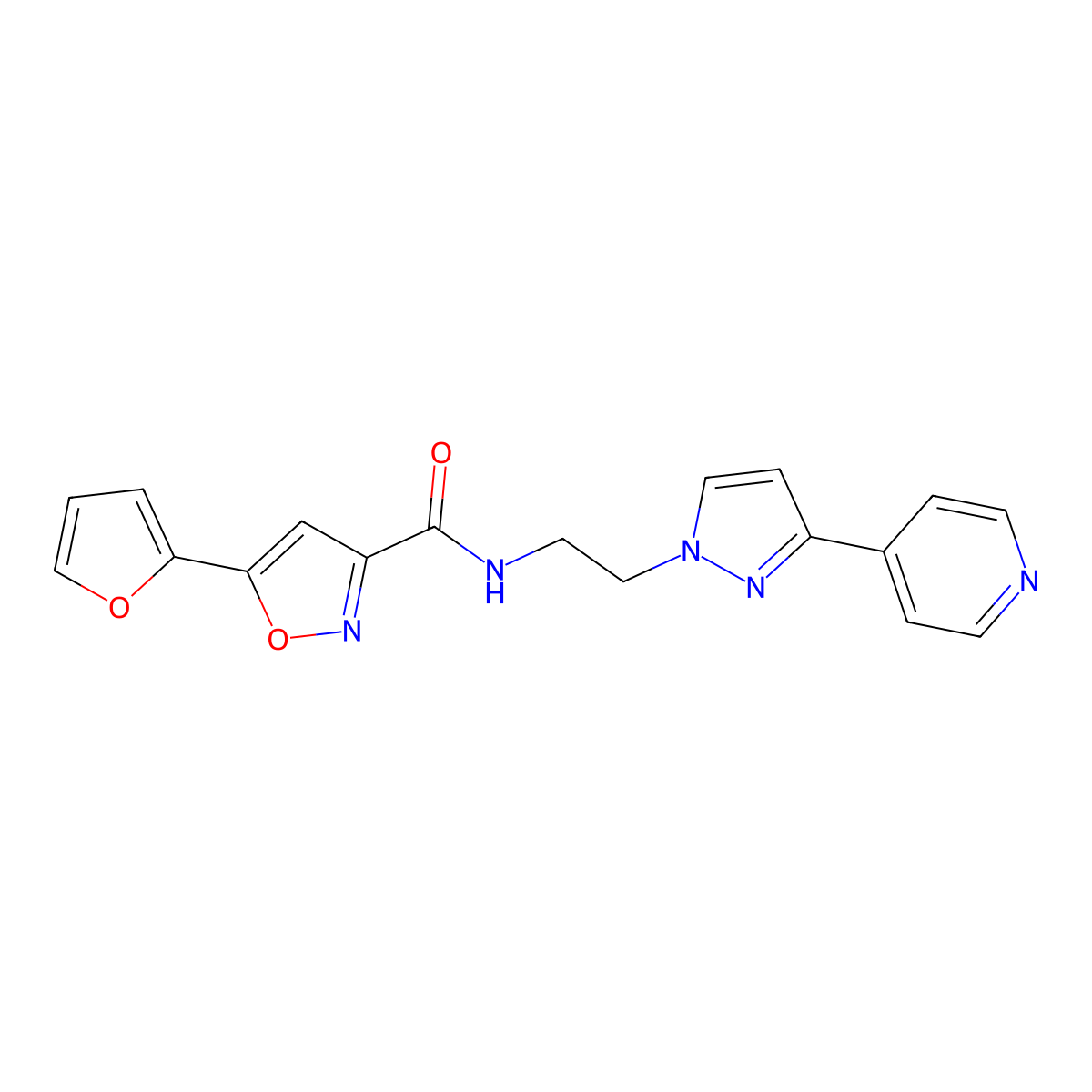 5-(furan-2-yl)-N-(2-(3-(pyridin-4-yl)-1H-pyrazol-1-yl)ethyl)isoxazole-3-carboxamide molecular structure, CAS 1448126-22-4