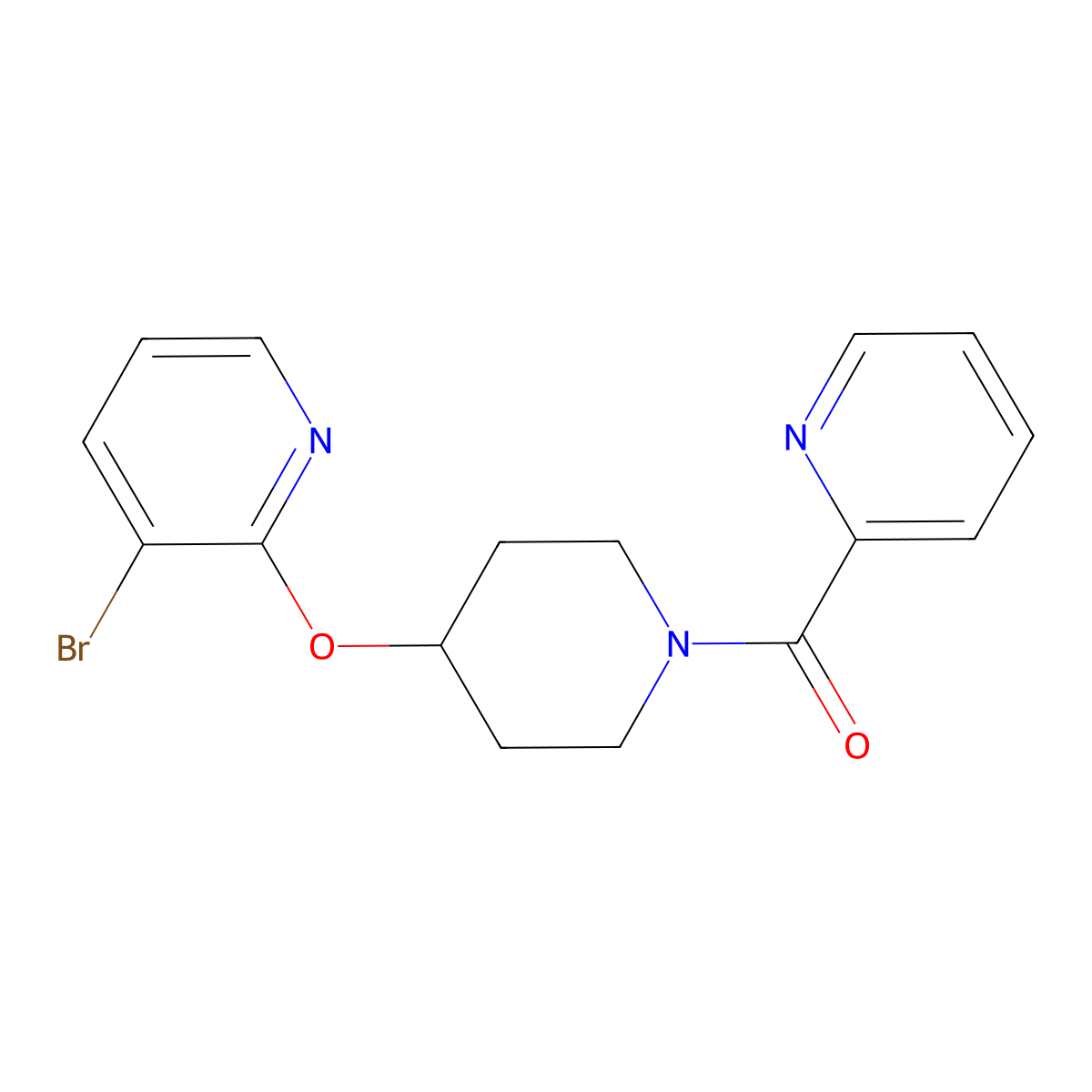(4-((3-Bromopyridin-2-yl)oxy)piperidin-1-yl)(pyridin-2-yl)methanone molecular structure, CAS 1448126-24-6