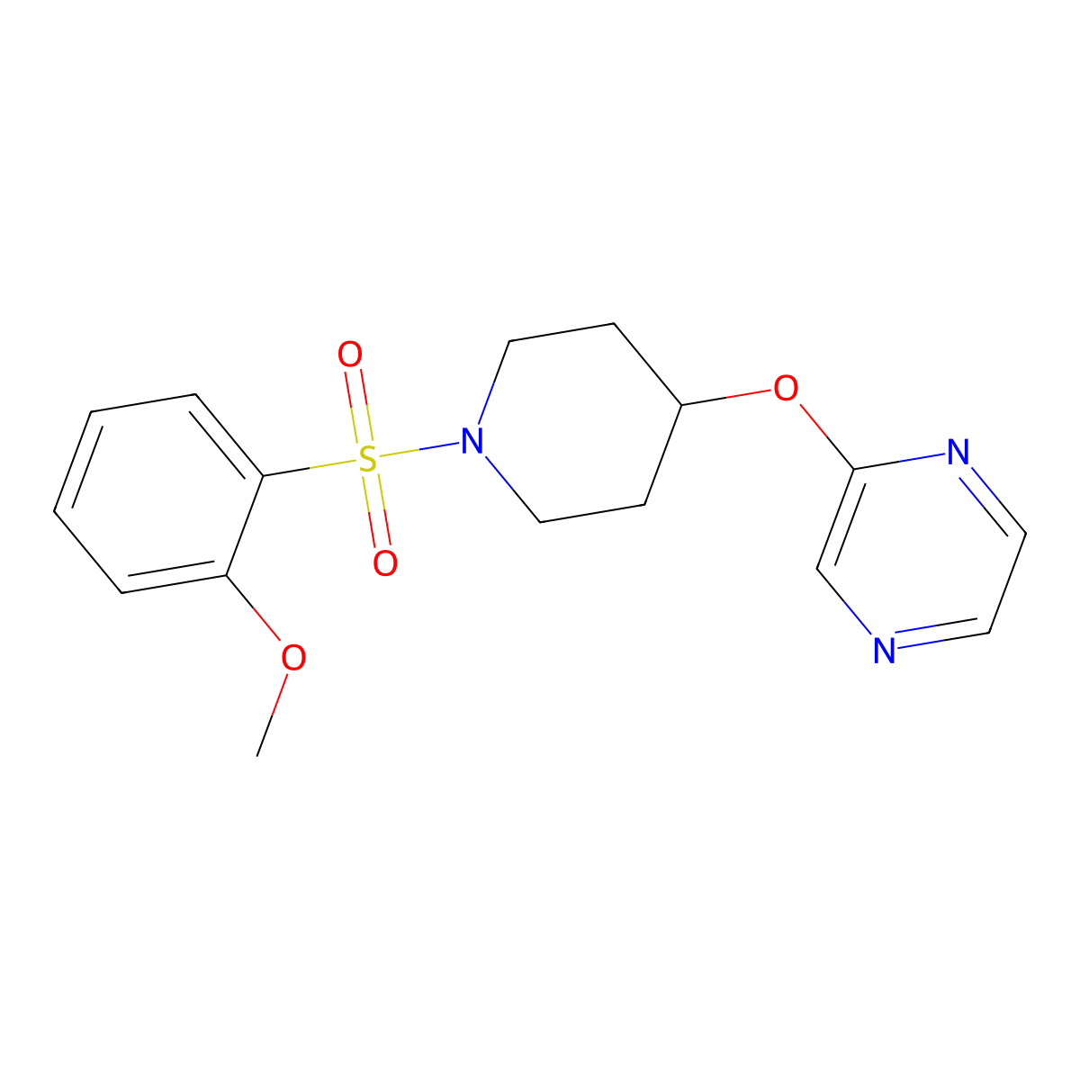 2-((1-((2-Methoxyphenyl)sulfonyl)piperidin-4-yl)oxy)pyrazine molecular structure, CAS 1448126-25-7