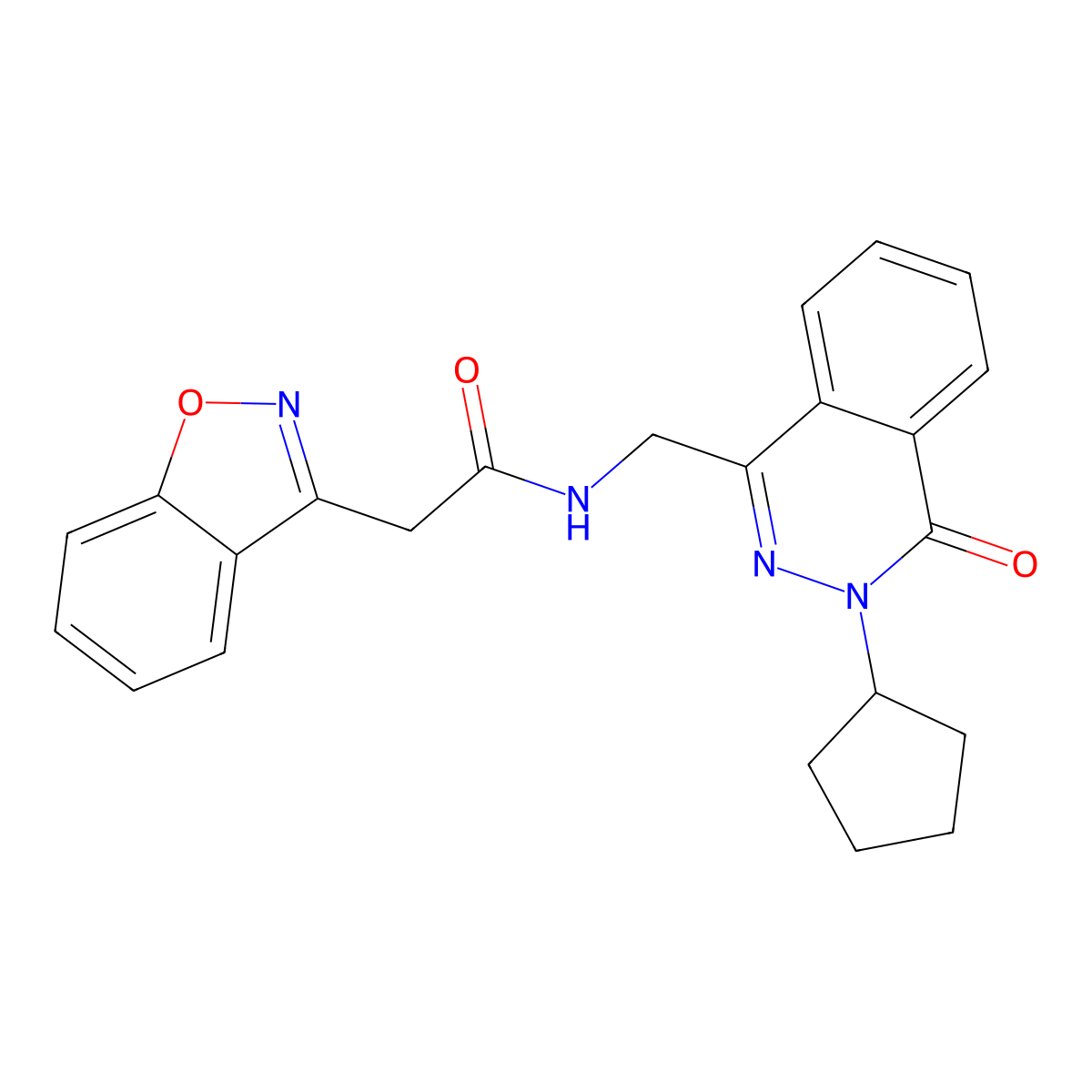 2-(benzo[d]isoxazol-3-yl)-N-((3-cyclopentyl-4-oxo-3,4-dihydrophthalazin-1-yl)methyl)acetamide molecular structure, CAS 1448126-26-8
