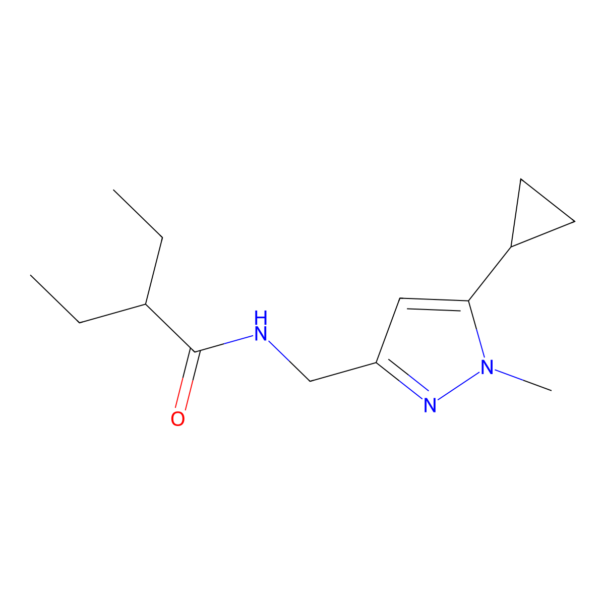 N-[(5-cyclopropyl-1-methyl-1H-pyrazol-3-yl)methyl]-2-ethylbutanamide molecular structure, CAS 1448126-28-0