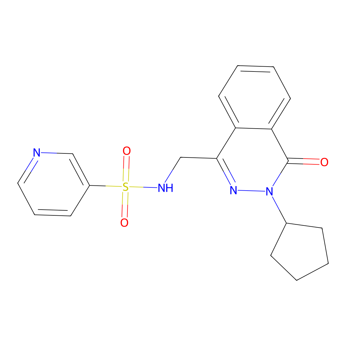 N-[(3-cyclopentyl-4-oxo-3,4-dihydrophthalazin-1-yl)methyl]pyridine-3-sulfonamide molecular structure, CAS 1448126-31-5