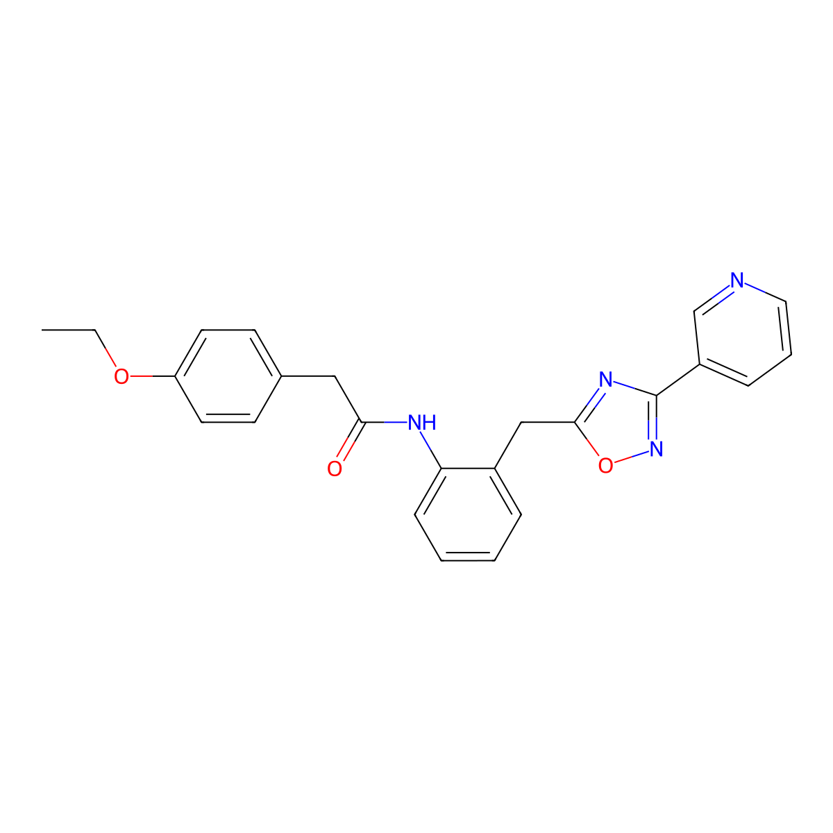 2-(4-Ethoxyphenyl)-N-(2-{[3-(pyridin-3-YL)-1,2,4-oxadiazol-5-YL]methyl}phenyl)acetamide molecular structure, CAS 1448126-36-0