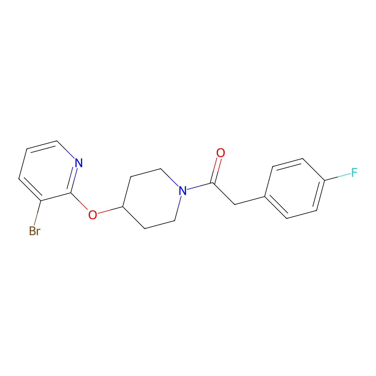 1-(4-((3-Bromopyridin-2-yl)oxy)piperidin-1-yl)-2-(4-fluorophenyl)ethanone molecular structure, CAS 1448126-37-1