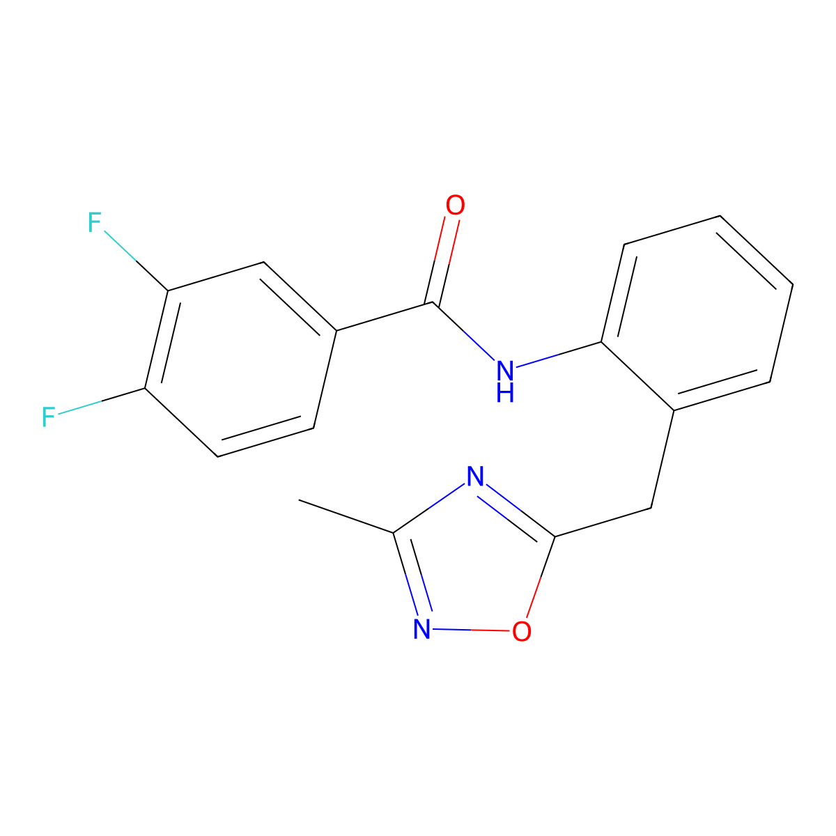 3,4-Difluoro-N-{2-[(3-methyl-1,2,4-oxadiazol-5-YL)methyl]phenyl}benzamide molecular structure, CAS 1448126-38-2