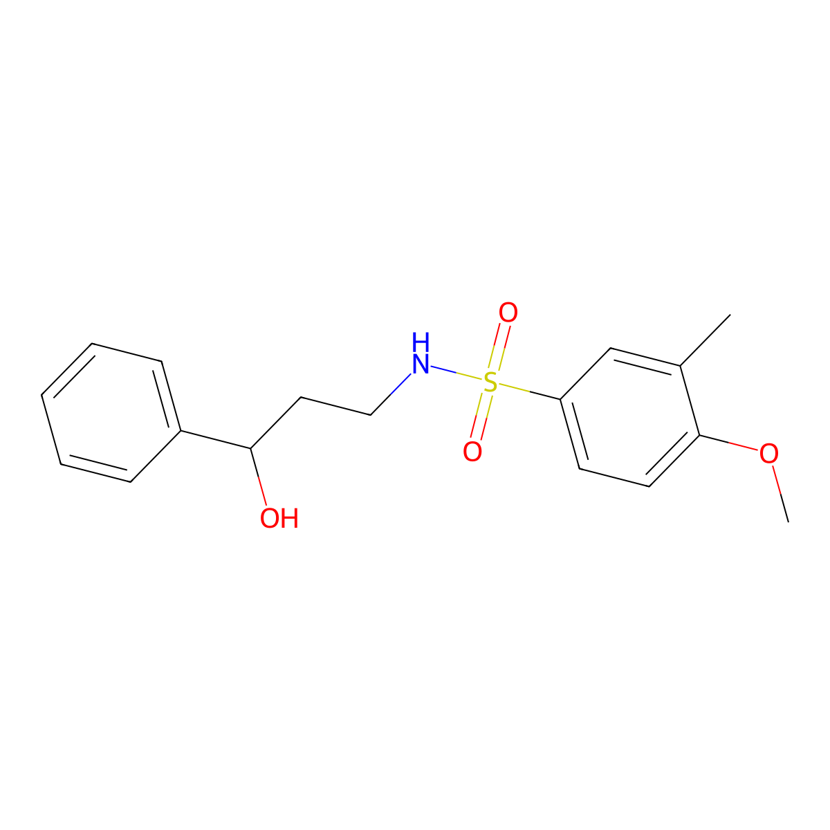 N-(3-hydroxy-3-phenylpropyl)-4-methoxy-3-methylbenzenesulfonamide molecular structure, CAS 1448126-46-2