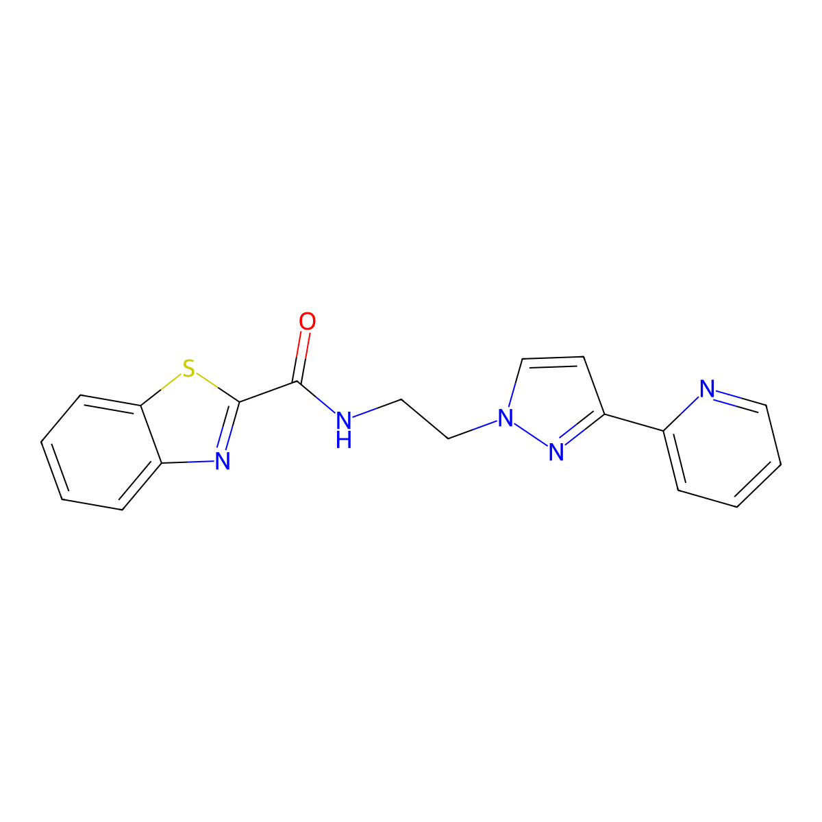 N-(2-(3-(pyridin-2-yl)-1H-pyrazol-1-yl)ethyl)benzo[d]thiazole-2-carboxamide molecular structure, CAS 1448126-50-8
