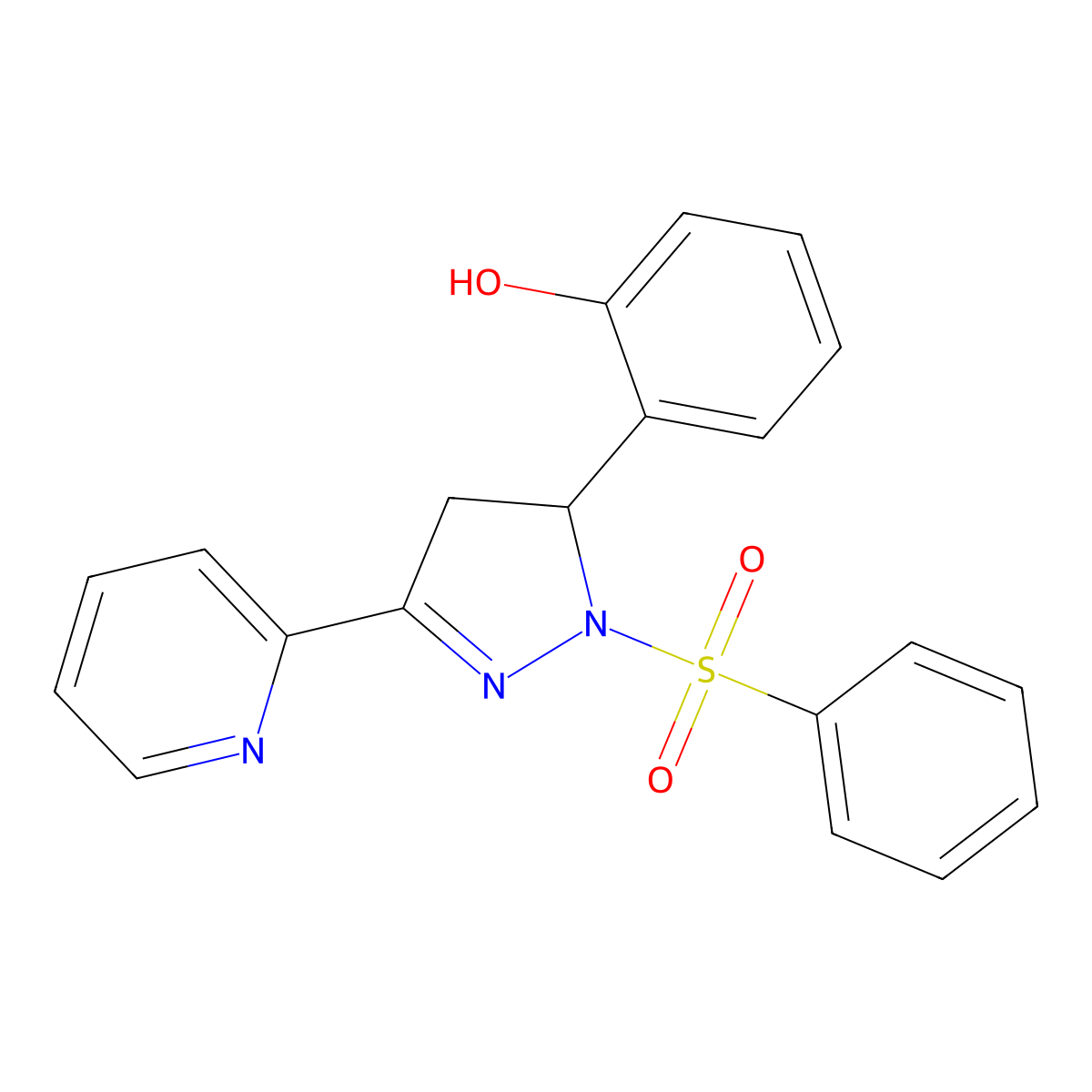 2-(1-(phenylsulfonyl)-3-(pyridin-2-yl)-4,5-dihydro-1H-pyrazol-5-yl)phenol molecular structure, CAS 1448126-53-1