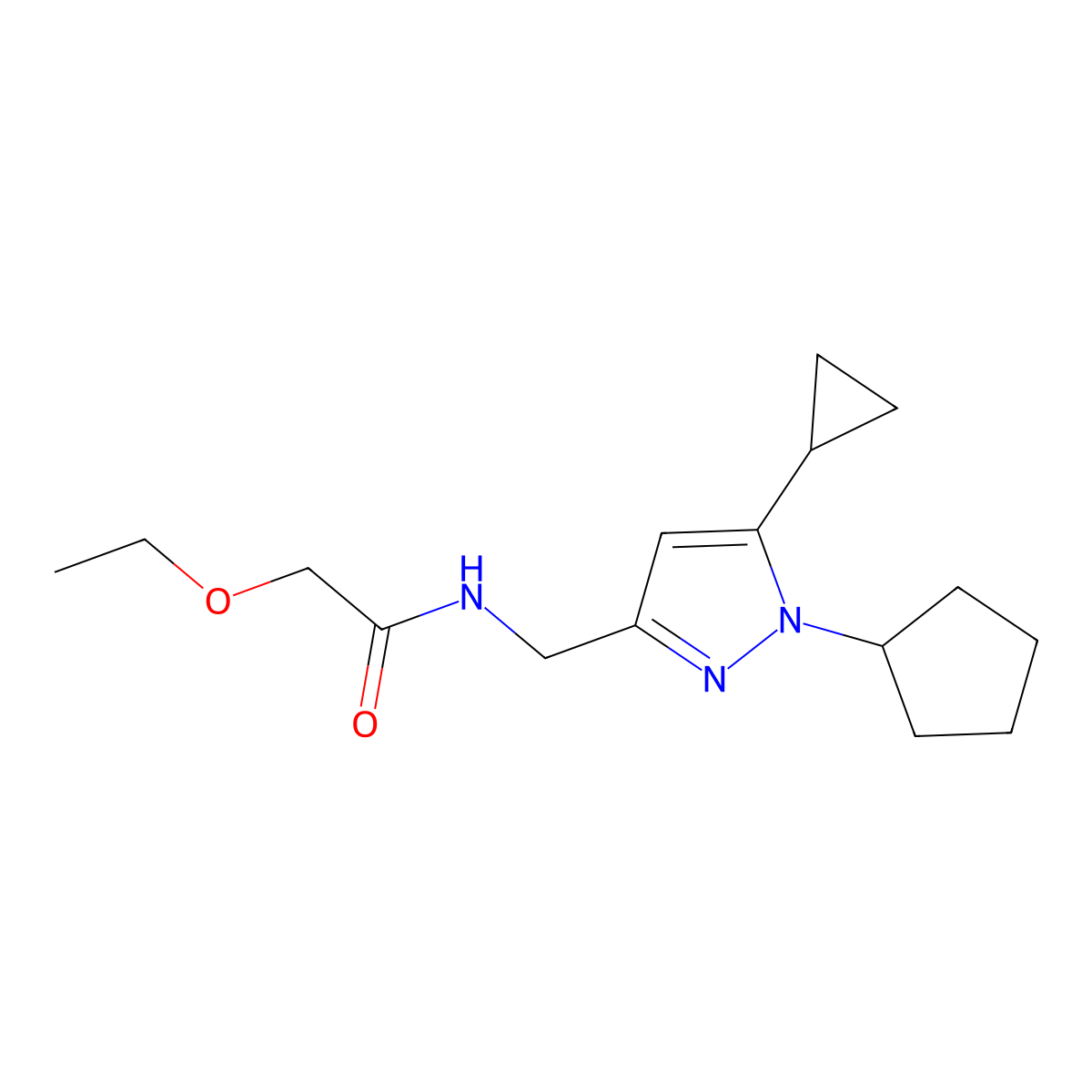 N-[(1-cyclopentyl-5-cyclopropyl-1H-pyrazol-3-yl)methyl]-2-ethoxyacetamide molecular structure, CAS 1448126-56-4