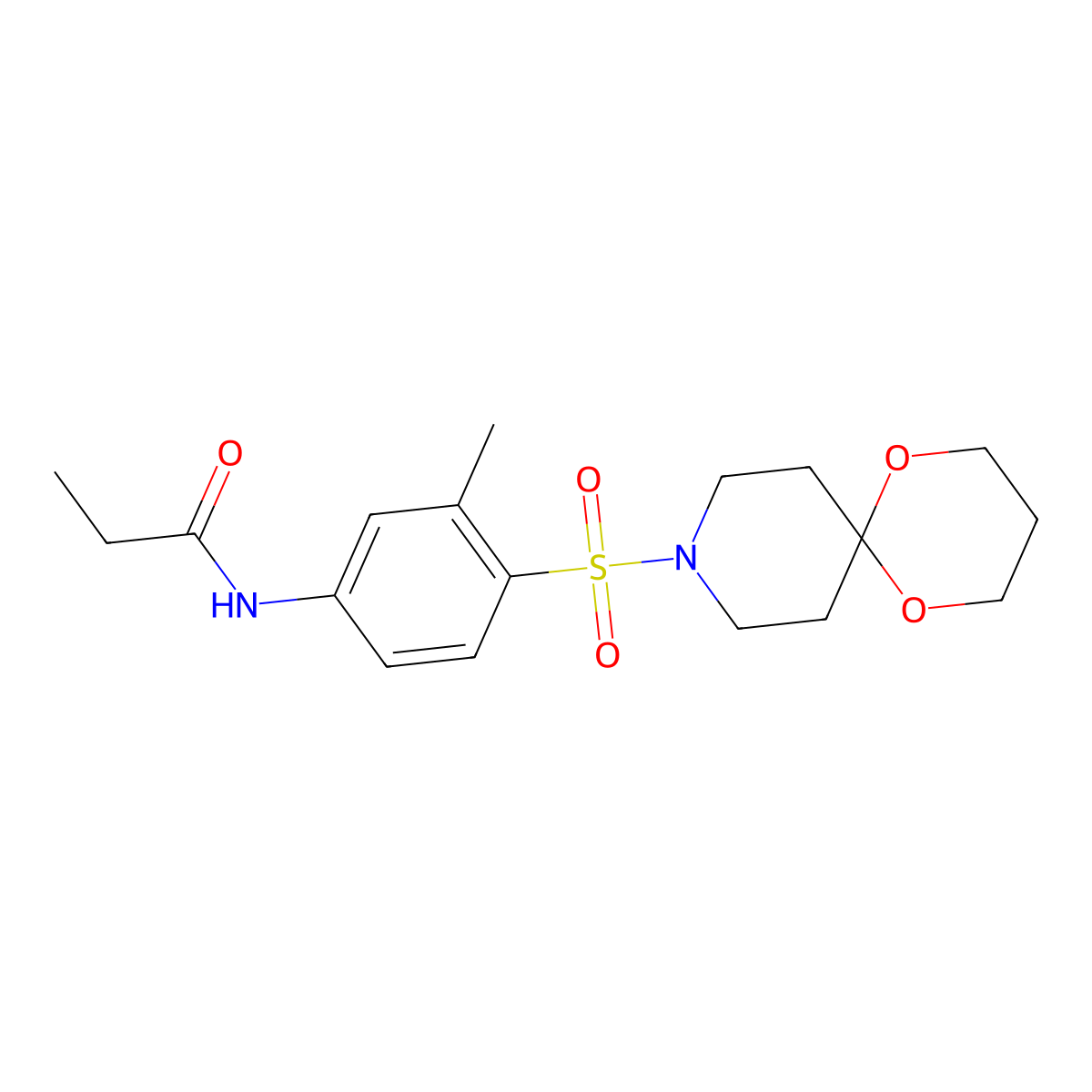 N-(4-(1,5-dioxa-9-azaspiro[5.5]undecan-9-ylsulfonyl)-3-methylphenyl)propionamide molecular structure, CAS 1448126-57-5