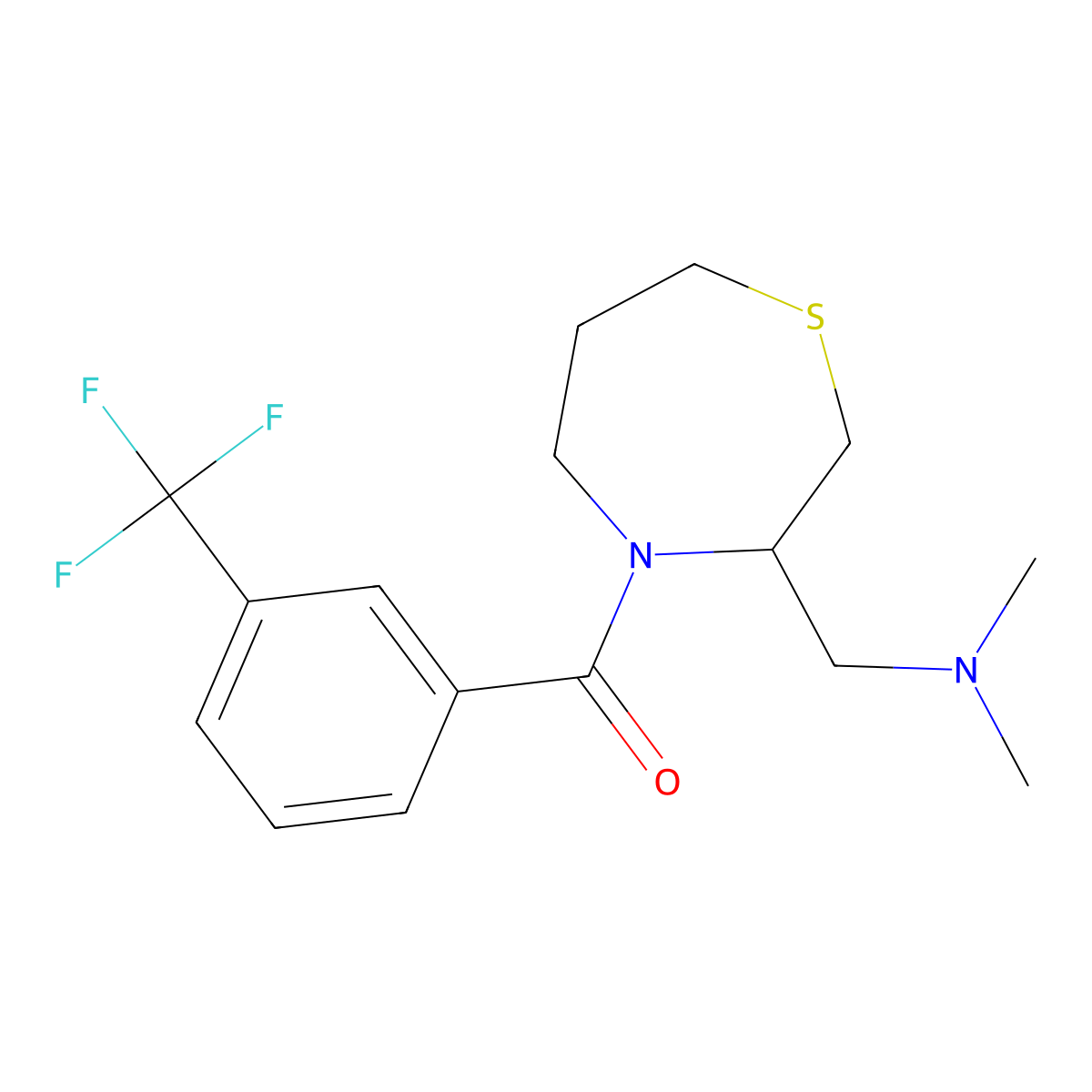 (3-((Dimethylamino)methyl)-1,4-thiazepan-4-yl)(3-(trifluoromethyl)phenyl)methanone molecular structure, CAS 1448126-58-6