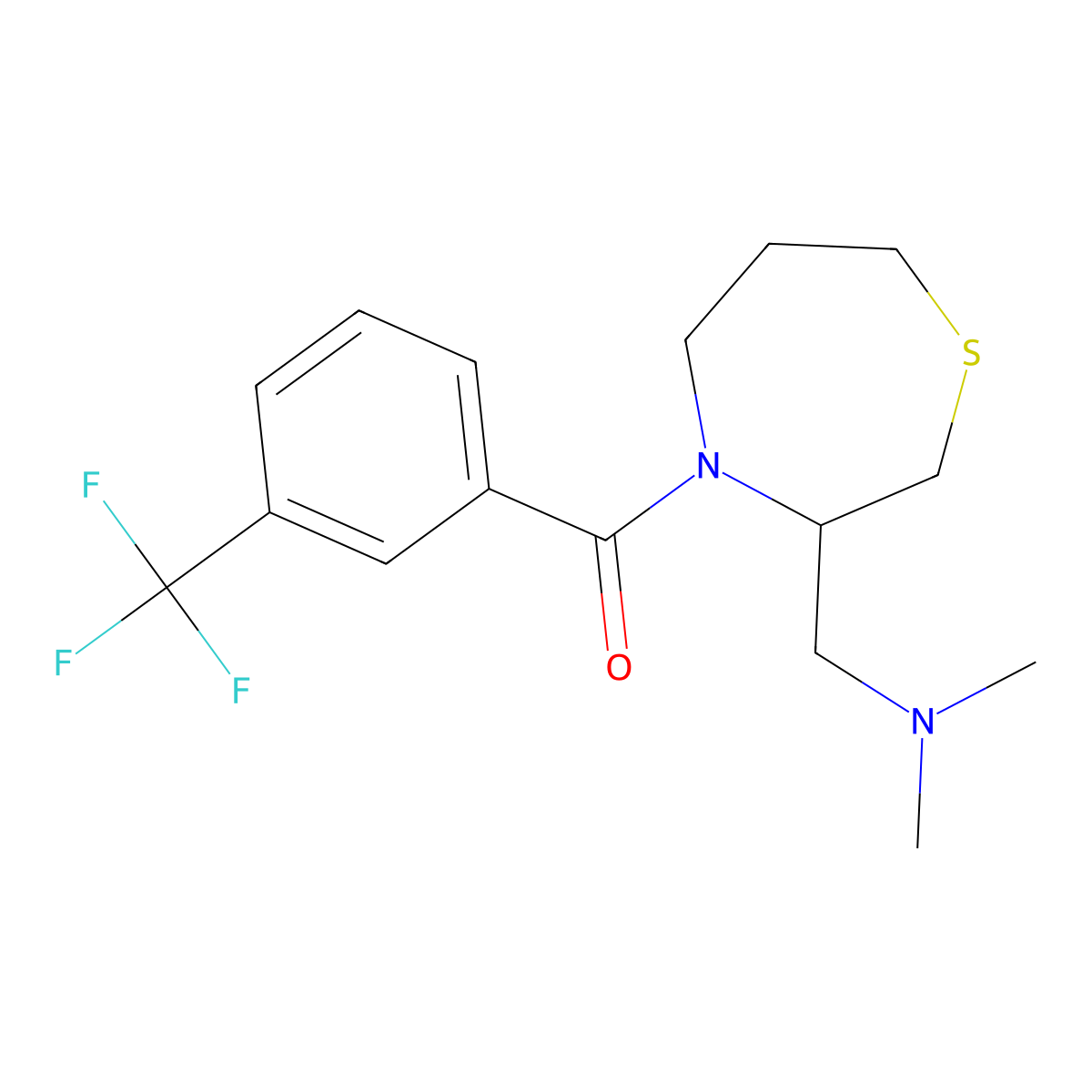 (3-((Dimethylamino)methyl)-1,4-thiazepan-4-yl)(3-(trifluoromethyl)phenyl)methanone molecular structure, CAS 1448126-58-6