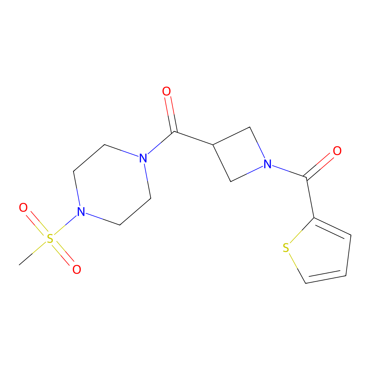 (4-(Methylsulfonyl)piperazin-1-yl)(1-(thiophene-2-carbonyl)azetidin-3-yl)methanone molecular structure, CAS 1448126-64-4