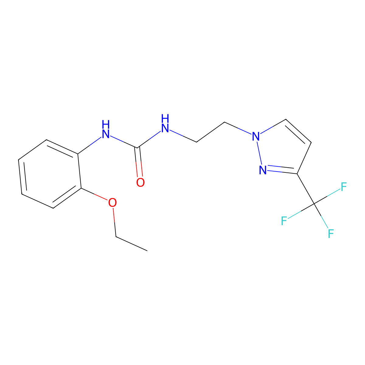 1-(2-ethoxyphenyl)-3-(2-(3-(trifluoromethyl)-1H-pyrazol-1-yl)ethyl)urea molecular structure, CAS 1448126-66-6