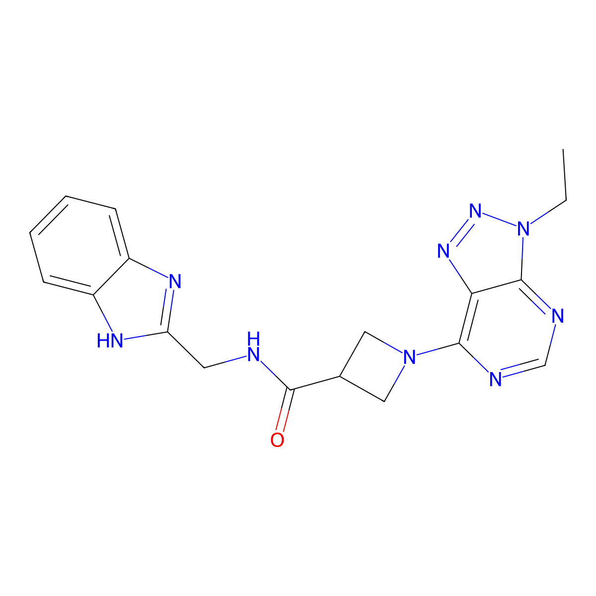 N-((1H-benzo[d]imidazol-2-yl)methyl)-1-(3-ethyl-3H-[1,2,3]triazolo[4,5-d]pyrimidin-7-yl)azetidine-3-carboxamide molecular structure, CAS 1448126-67-7