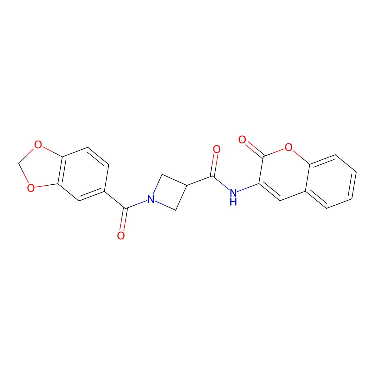 1-(benzo[d][1,3]dioxole-5-carbonyl)-N-(2-oxo-2H-chromen-3-yl)azetidine-3-carboxamide molecular structure, CAS 1448127-81-8