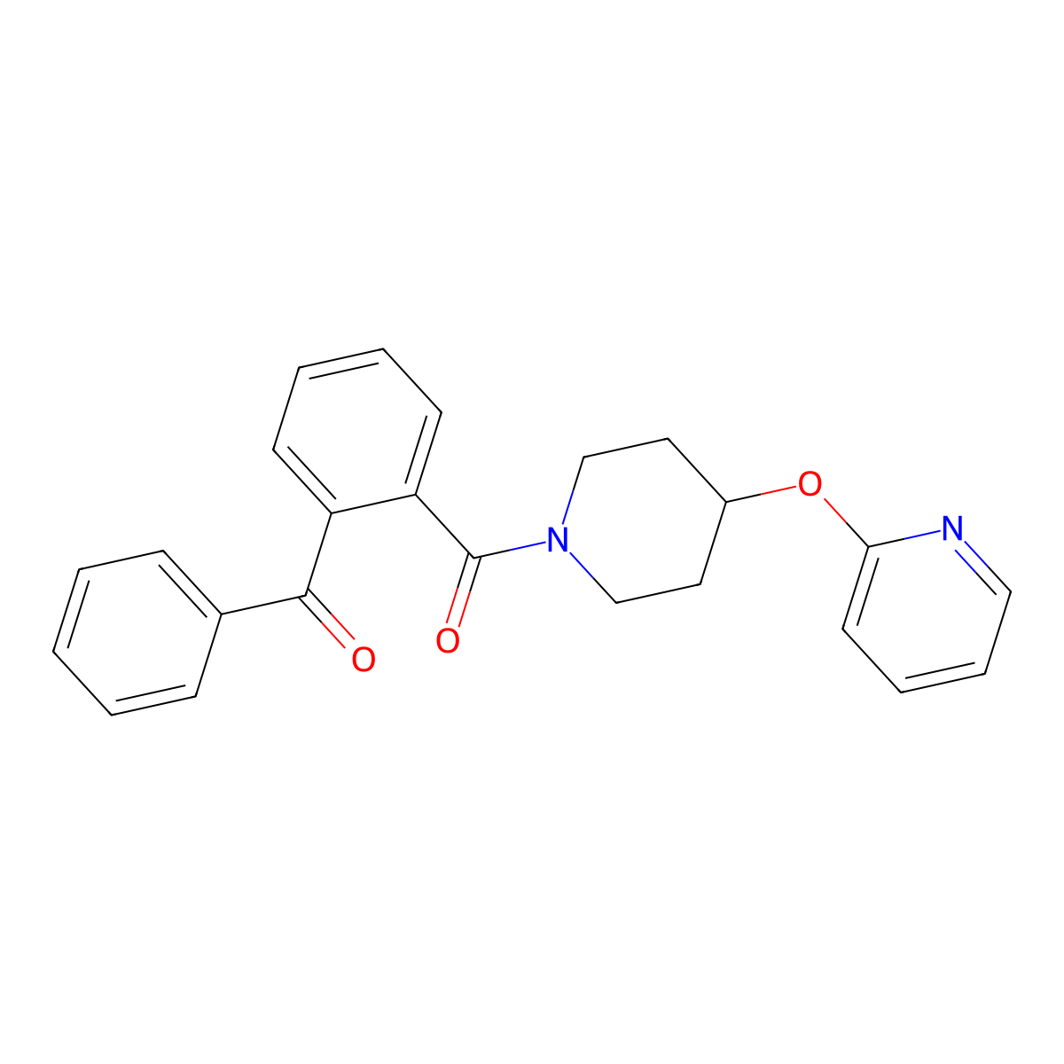 (2-Benzoylphenyl)(4-(pyridin-2-yloxy)piperidin-1-yl)methanone molecular structure, CAS 1448127-85-2