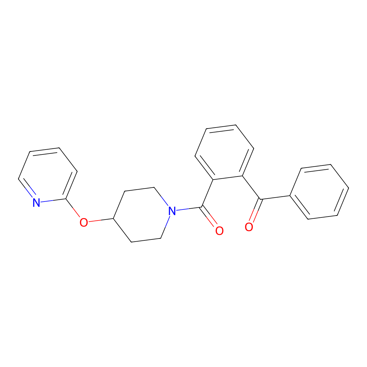(2-Benzoylphenyl)(4-(pyridin-2-yloxy)piperidin-1-yl)methanone molecular structure, CAS 1448127-85-2
