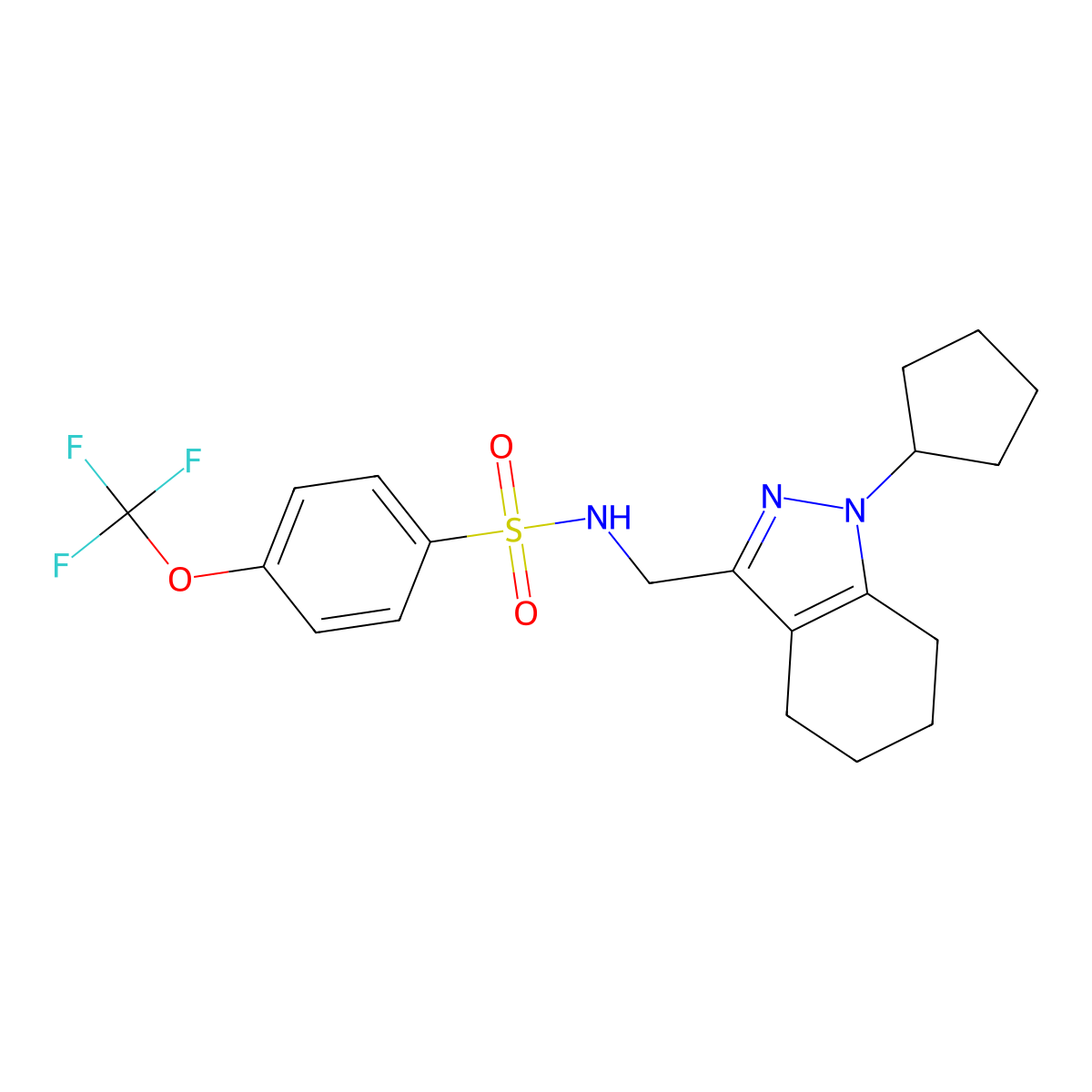 N-((1-cyclopentyl-4,5,6,7-tetrahydro-1H-indazol-3-yl)methyl)-4-(trifluoromethoxy)benzenesulfonamide molecular structure, CAS 1448127-88-5
