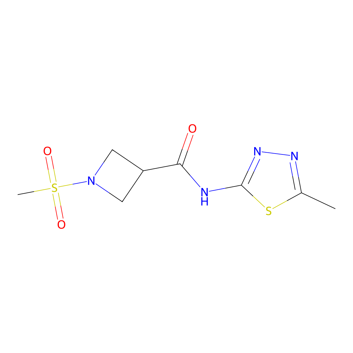N-(5-methyl-1,3,4-thiadiazol-2-yl)-1-(methylsulfonyl)azetidine-3-carboxamide molecular structure, CAS 1448127-89-6