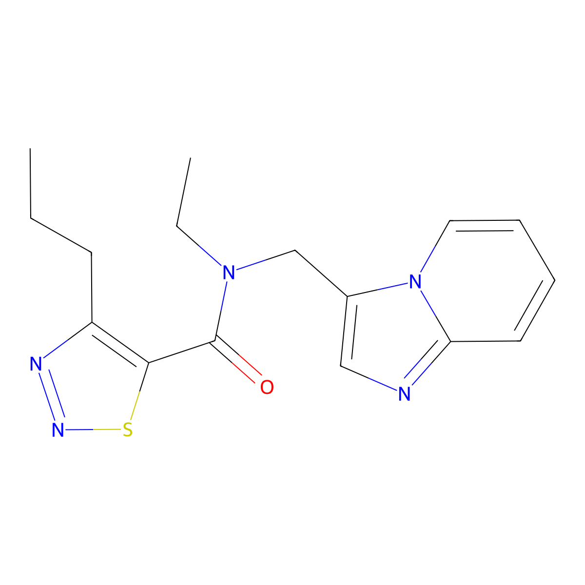 N-ethyl-N-(imidazo[1,2-a]pyridin-3-ylmethyl)-4-propyl-1,2,3-thiadiazole-5-carboxamide molecular structure, CAS 1448127-90-9