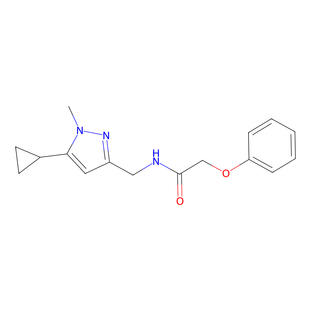 N-[(5-cyclopropyl-1-methyl-1H-pyrazol-3-yl)methyl]-2-phenoxyacetamide molecular structure, CAS 1448127-91-0