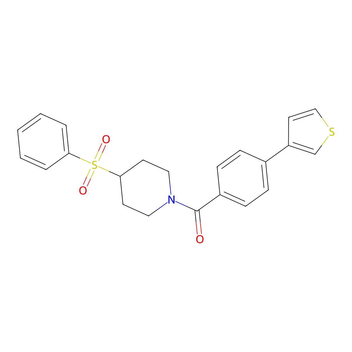 (4-(Phenylsulfonyl)piperidin-1-yl)(4-(thiophen-3-yl)phenyl)methanone molecular structure, CAS 1448127-92-1