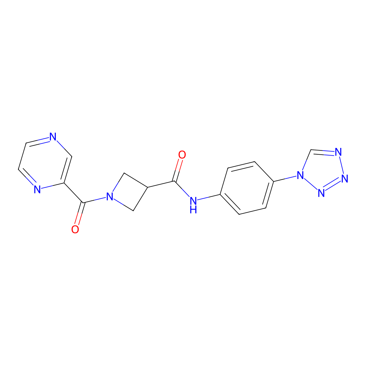 N-(4-(1H-tetrazol-1-yl)phenyl)-1-(pyrazine-2-carbonyl)azetidine-3-carboxamide molecular structure, CAS 1448127-94-3