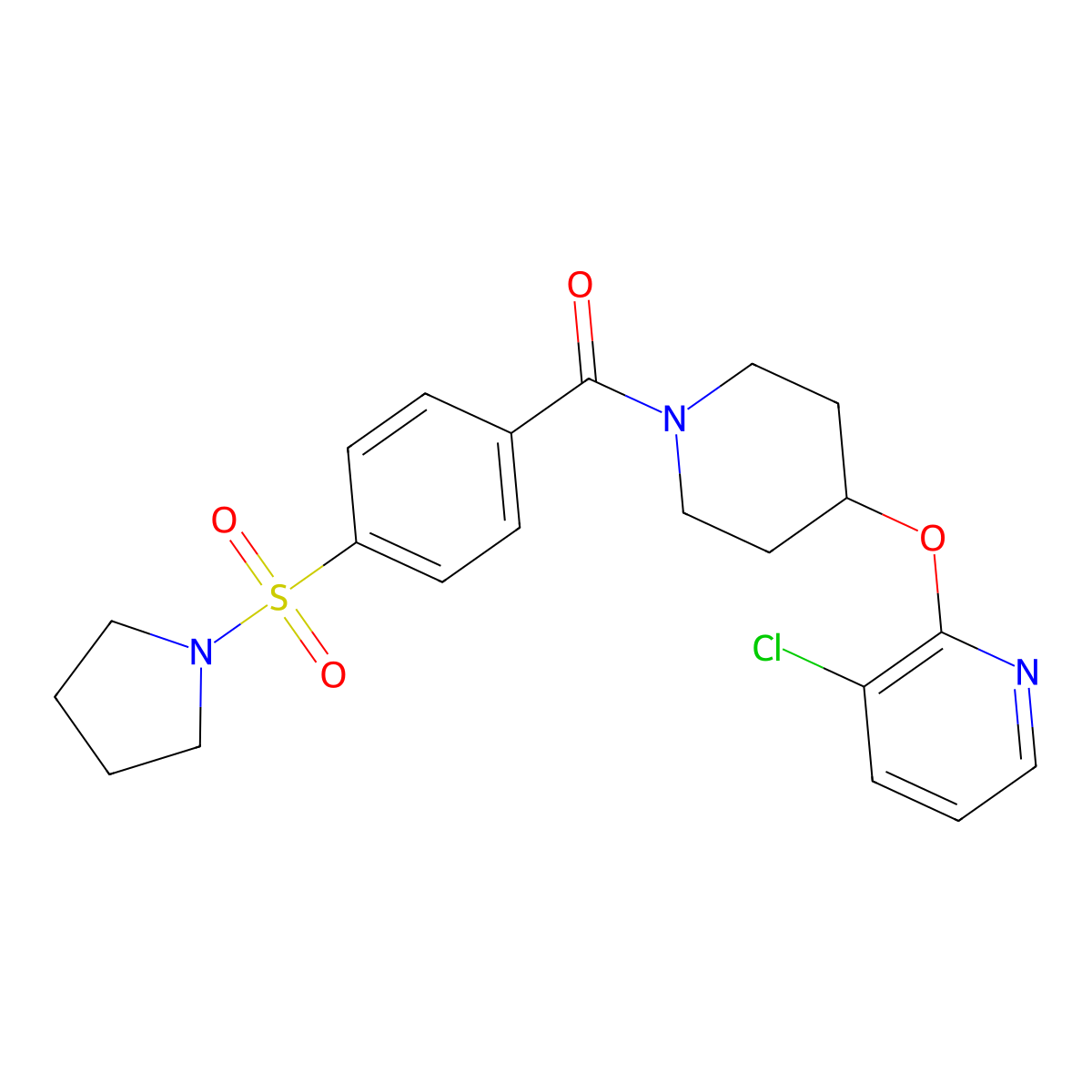 (4-((3-Chloropyridin-2-yl)oxy)piperidin-1-yl)(4-(pyrrolidin-1-ylsulfonyl)phenyl)methanone molecular structure, CAS 1448127-95-4