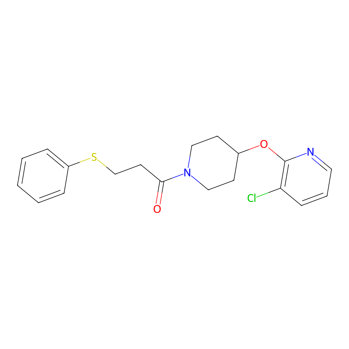 1-(4-((3-Chloropyridin-2-yl)oxy)piperidin-1-yl)-3-(phenylthio)propan-1-one molecular structure, CAS 1448127-99-8