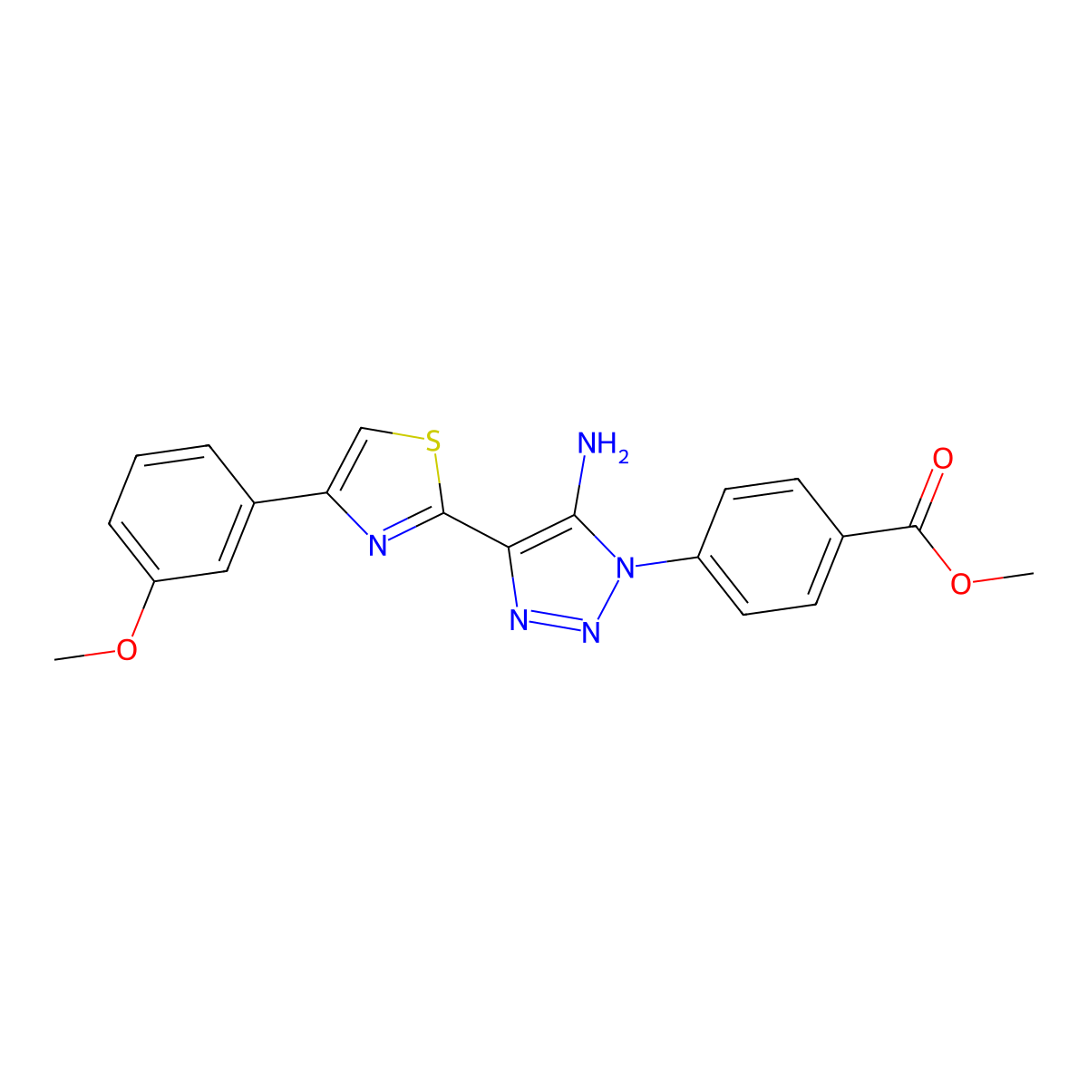 methyl 4-(5-amino-4-(4-(3-methoxyphenyl)thiazol-2-yl)-1H-1,2,3-triazol-1-yl)benzoate molecular structure, CAS 1448128-03-7
