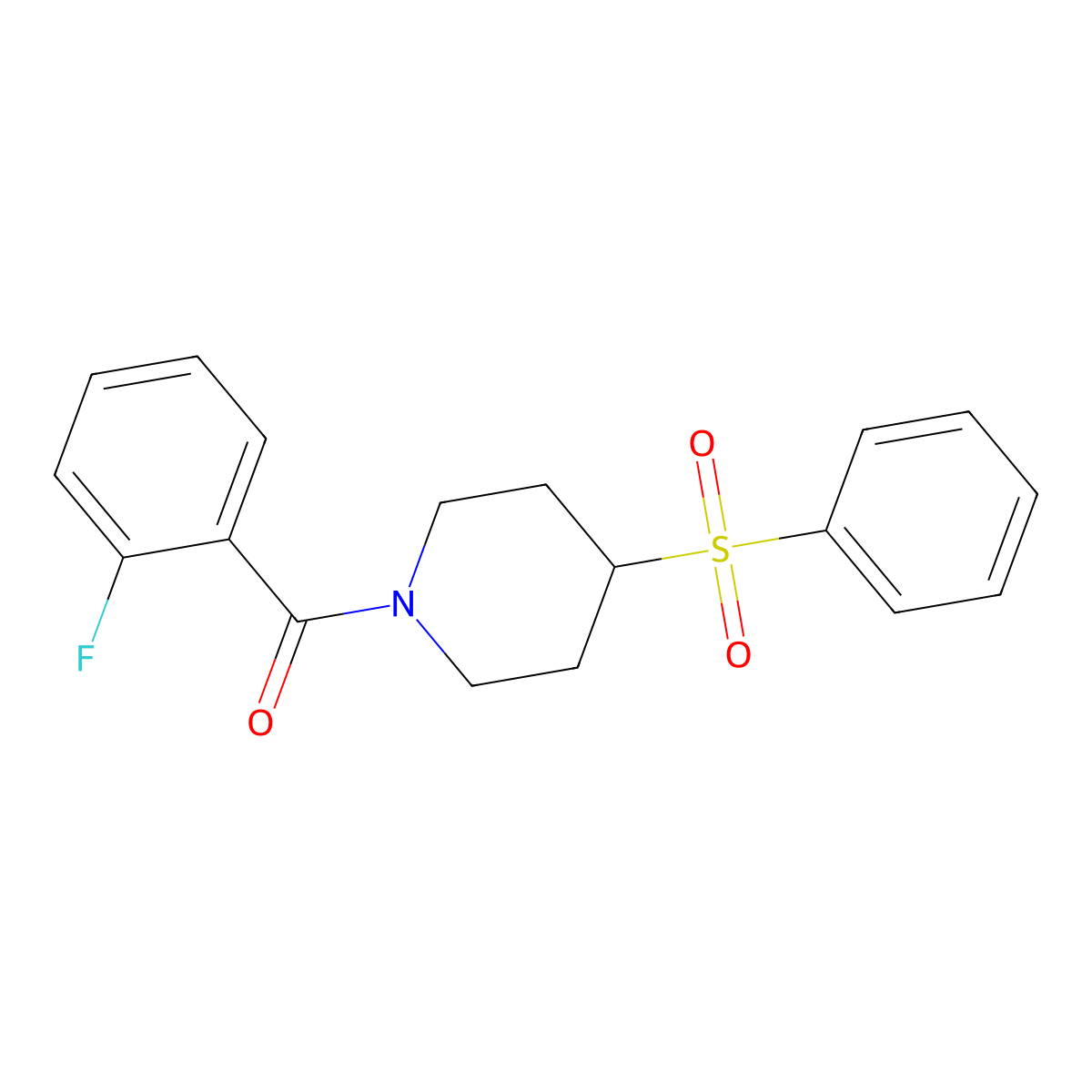 (2-Fluorophenyl)(4-(phenylsulfonyl)piperidin-1-yl)methanone molecular structure, CAS 1448128-22-0