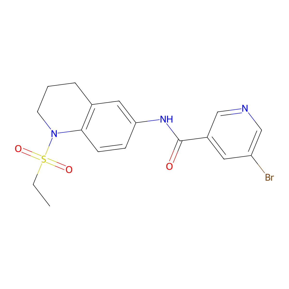 5-bromo-N-(1-(ethylsulfonyl)-1,2,3,4-tetrahydroquinolin-6-yl)nicotinamide molecular structure, CAS 1448128-23-1