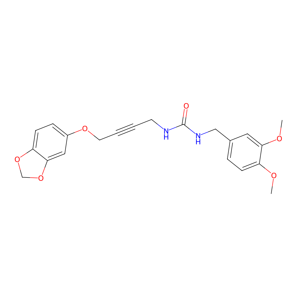1-(4-(Benzo[d][1,3]dioxol-5-yloxy)but-2-yn-1-yl)-3-(3,4-dimethoxybenzyl)urea molecular structure, CAS 1448128-24-2