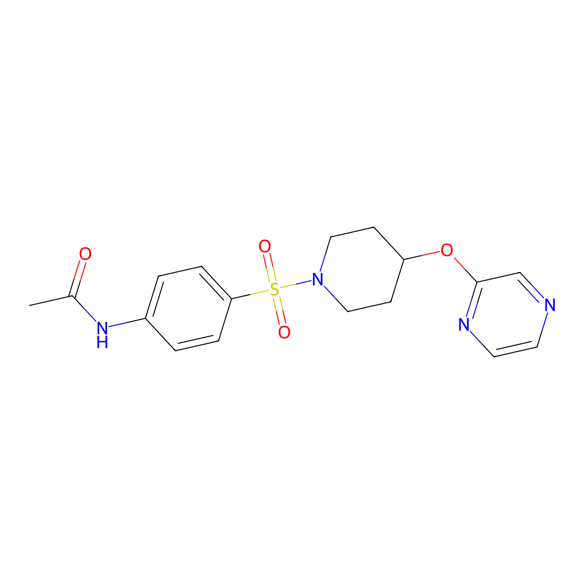 Acetamide, N-[4-[[4-(2-pyrazinyloxy)-1-piperidinyl]sulfonyl]phenyl]- molecular structure, CAS 1448128-26-4